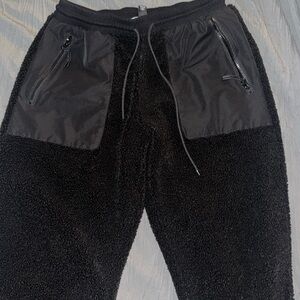 Men black teddy pants